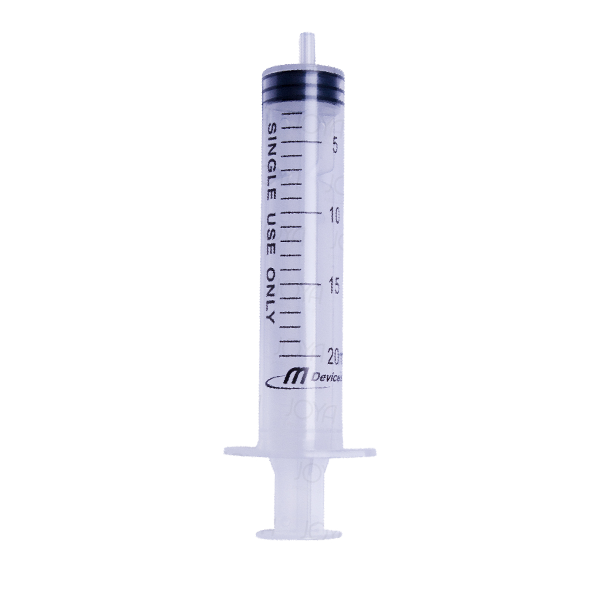 Luer slip syringe - 20ml, Eccentric nozzle