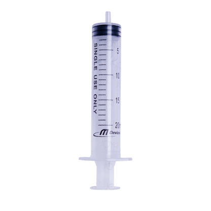 Luer slip syringe - 20ml, Eccentric nozzle