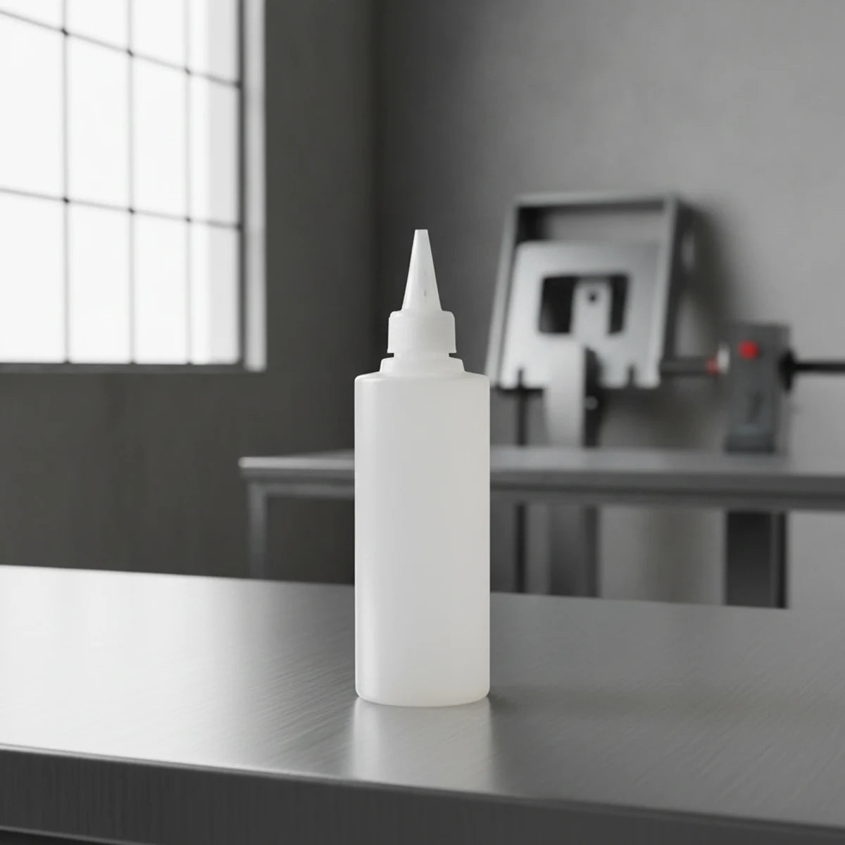 Opaque 250ml bottle with a nozzle on a light gray background