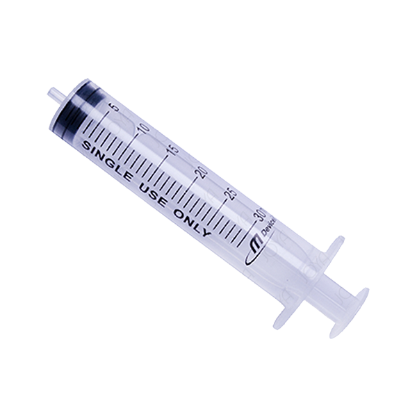 Luer slip syringe - 30ml, Eccentric nozzle