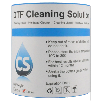 DTF flushing solution label close