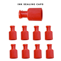 8 x Red ink sealing caps  'INK SEALING CAPS' 