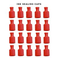 20 Red ink sealing caps arranged 'INK SEALING CAPS'.