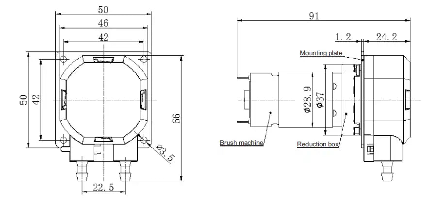 Peristaltic Pump dimensions — DTF | DTG Small Peristaltic Pump 12V/24V Dc Motor for DTG & DTF printers